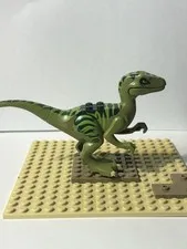 LEGO Dinosaur Raptor / Velociraptor with Dark Green, Lime Markings and Tan Claws