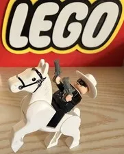 Lego Lone Ranger Minifigure With His Horse Silver 