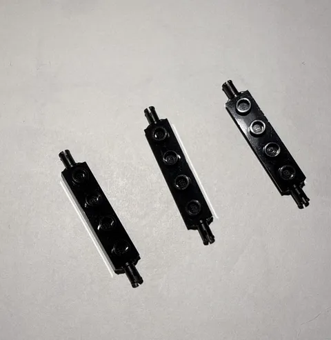 Lego - Lot of 3 - Black, Plate Special 1 x 4 with Wheels Holder