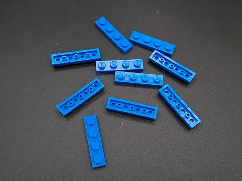 LEGO - 10x - Plate - Plate - 1x4 - Blue - Blue - 3710