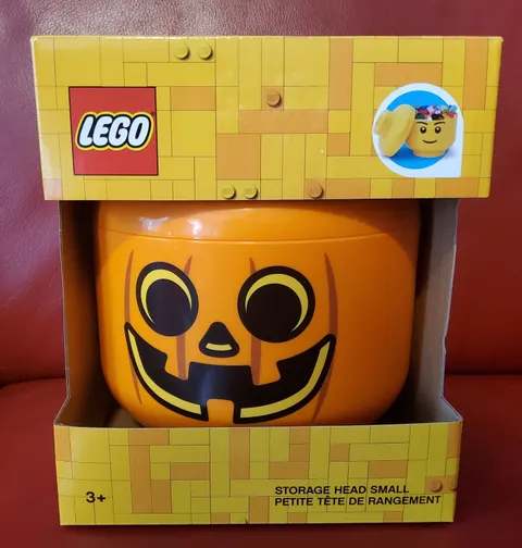 🔥 LEGO Halloween Small Storage Head Stackable Candy Container w/Lid Pumpkin NEW
