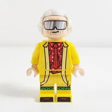 Lego Doc Brown Minifigure Long Hair Yellow Coat Back to the Future 10300 btf002