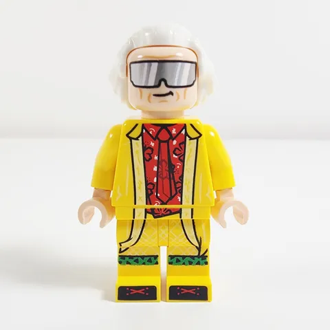 Lego Doc Brown Minifigure Long Hair Yellow Coat Back to the Future 10300 btf002