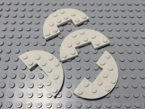 New LEGO Lot of 4 White 2x6 Round Plate Pieces with 1x2 Cut Out