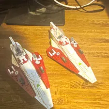 LEGO Star Wars Lot of 2 Red & White Jedi Starfighter Ships/Vehicles
