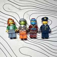 LEGO Minifigure Lot of 4 Mixed Characters, Police Officer & Ninja