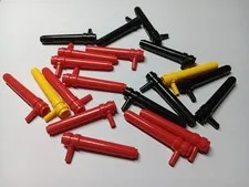 LEGO BULK LOT 20  1 X 5 1/2 CYLINDER FRICTION BAR HANDLE #87617 BLACK RED YELLOW