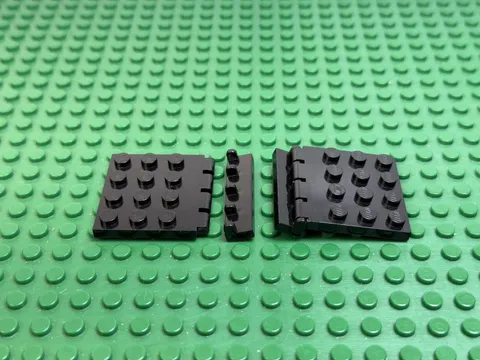 2x LEGO Black Hinge Plate 4x4 Vehicle Roof w/Hinge Tile 1x4 6280 6988 #4213 4625