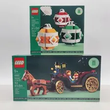 Lego GWP 40603 Wintertime Carriage Ride & 40604 Christmas Decor Set New Sealed