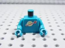 LEGO Bright Bluish Green Torso Minifig Astronaut Space LOGO BL