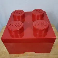 Official LEGO Red Storage Brick 4 Toy Box Stackable 2x2 Organizer Container
