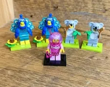 Lego Collectible Minifigure Lot Of 5 - 2 Koala,  2 Peacock, Boba Costume