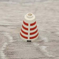 Lego 3942bpb01 White Cone 2 x 2 x 2 Blocked Open Stud Broken Horizontal Stripes