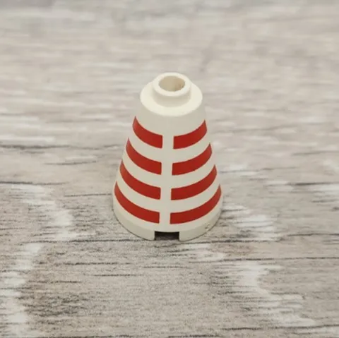 Lego 3942bpb01 White Cone 2 x 2 x 2 Blocked Open Stud Broken Horizontal Stripes