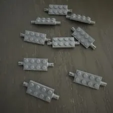LEGO Plate 2 x 4 with Pins (30157 / 40687) 8 Pieces Light Gray