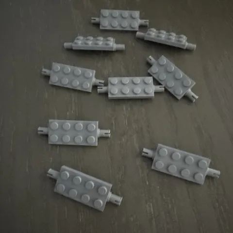 LEGO Plate 2 x 4 with Pins (30157 / 40687) 8 Pieces Light Gray