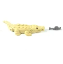 LEGO® Large 4 inch Tan  Alligator Crocodile Animal w Silver Fish 18904c03pb01