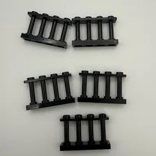 Lego 5 BLACK Fences 1 x 4 x 2 Spindled 4 Studs #15332