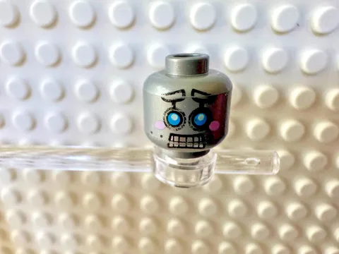 LEGO Minifigure, Head Dual Sided Alien w Robot Blue Eyes, Pink Cheeks 3626pb1936