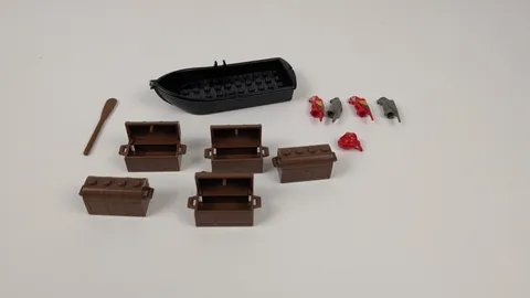 LEGO Pirates Age Accessories Lot Boat Treasure Chests Parrots (Damaged Boat)