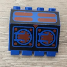 Lego 2582pb01 Blue Panel 2 x 4 x 3 1/3 with Hinge Black and Red Aquazone Pattern