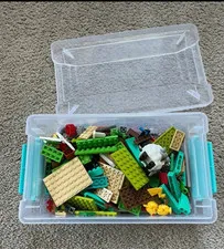 Small container of random lego pieces Mixed Lot of pokémon minecraft spiderman