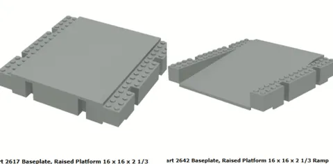 LEGO Pieces #2617 Raised Platform + #2642 Raised Platform Ramp (16 x 16 x 2 1/3)