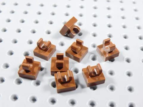 LEGO Lot of 8 Reddish Brown 1x1 Modified Plates w/ Clip on Top BA