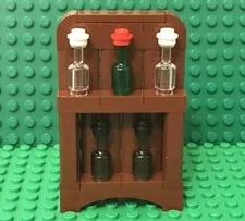 Lego City Home Interior Furniture Wine Drinks Display Shelf Case With Bottles