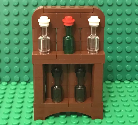 Lego City Home Interior Furniture Wine Drinks Display Shelf Case With Bottles
