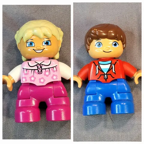 LEGO Duplo Figures Girl With Pink And Boy With Red Shirt 