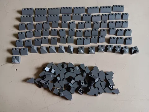 LEGO BULK LOT 140 DARK BLUISH GRAY ROOF SLOPE BRICK 45° 2X1 2X2 2X3 2X4
