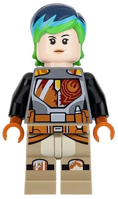 LEGO® Minifigure Star Wars sw0742 Sabine Wren Bright Green and Dark Blue Hair