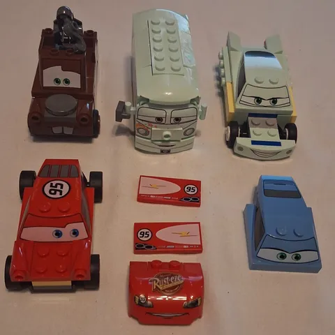 PN Lego Lot 5 Pixar Cars Partial Build Lightening McQeen Fillmore Tow Mater Flo