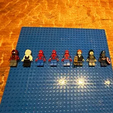 LEGO Miles, Gwen, Spider-Man X3, Pepper Potts, Pepper Potts, Tony Stark, Cap