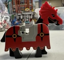 LEGO Black Horse w/ Barding Fright Knights Pattern 6047 6097 6099 2490pb01