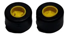 Lego Lot Of 2 Wheels & Tires Smooth Small Wide Slick 74967 30028 Yellow