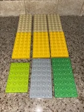 Lot of Lego Duplo Flat 4 x 8 Plates Bricks - one 4 X 6 Biege Yellow Green #A73