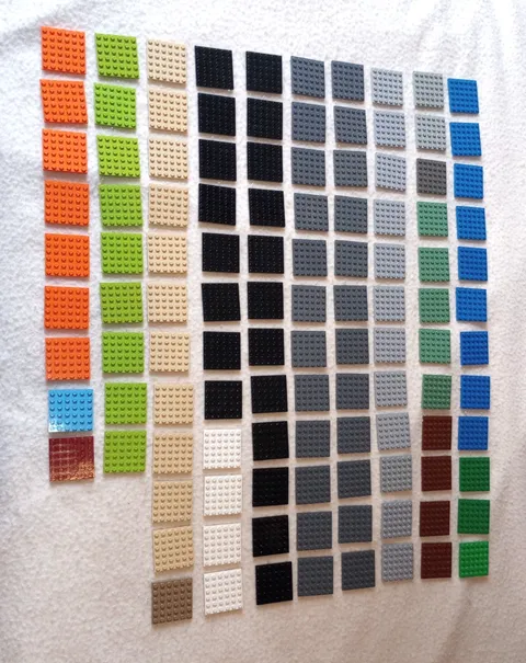 114 plates LEGO ® 6 x 6 plate 3958 u receive all 114 plates shown Free Shipping