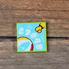 LEGO Lime Tile 2 x 2 BeatBit Album Cover Hand and Beach Ball Pattern 3068pb1583