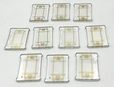 Lego 10 New Trans-Clear Glass for Windows 1 x 3 x 2 Flat Front w/ Gold Lattice
