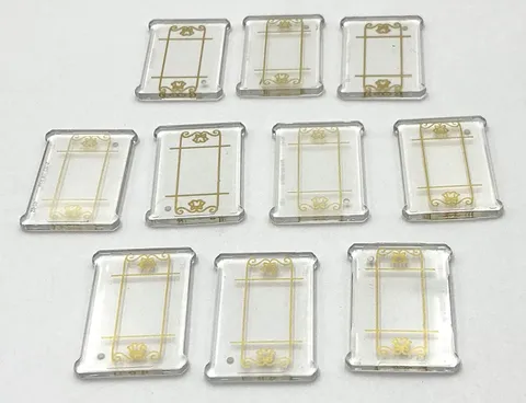 Lego 10 New Trans-Clear Glass for Windows 1 x 3 x 2 Flat Front w/ Gold Lattice