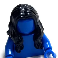 Lego - Minifigure Hair - Black, Long, Wavy, Middle Part