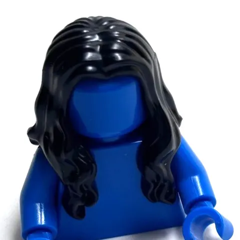 Lego - Minifigure Hair - Black, Long, Wavy, Middle Part