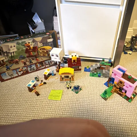 LEGO The Ghast Balloon Village Attack + the Zombie Cave + the Pig House
