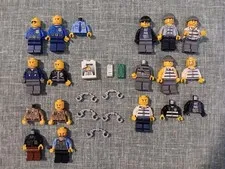 LEGO City Police Jail Prisoner Minifigure Parts Lot Officers Handcuffs Money...