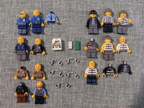 LEGO City Police Jail Prisoner Minifigure Parts Lot Officers Handcuffs Money...