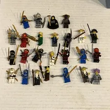 Lego Ninjago Minifigure Lot Ninjas Kai, Jay, Cole, Zane, Lloyd  With Weapons