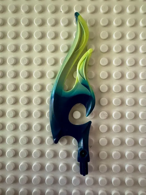 LEGO Wave Rounded Curved (Flame) with Marbled Yellowish Green 18396pb02
