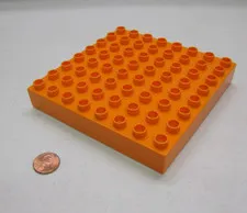 Vintage Lego Duplo ORANGE THICK BASE PLATE 8 x 8 Pegs Building Block Base 8x8